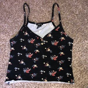 Black v-neck tank top with flowers!